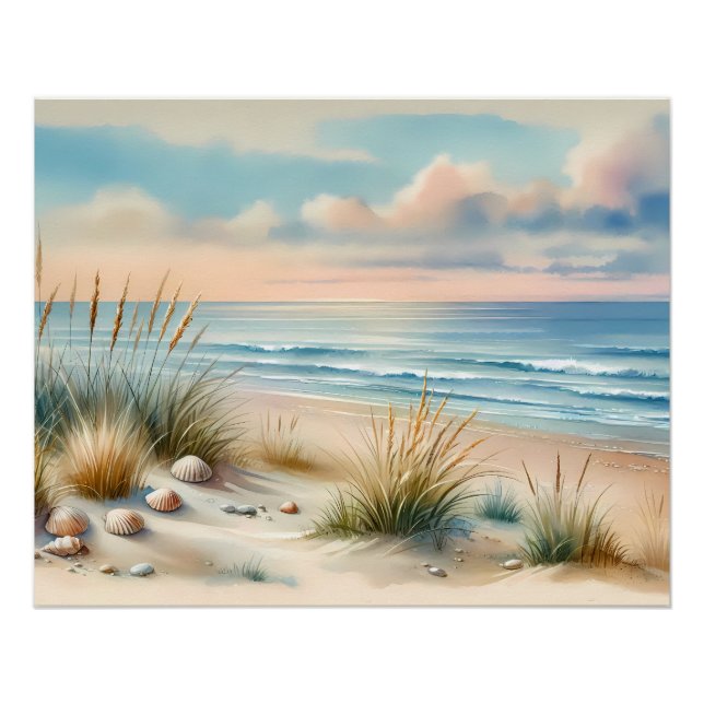 Poster Dunes côtières pastel à l'aquarelle (Devant)