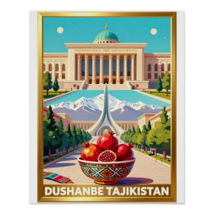 Poster Dushanbe Tadjikistan Voyage en Montagne