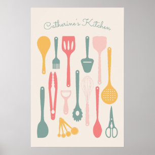 Poster d'ustensile de cuisine minimaliste mignonne