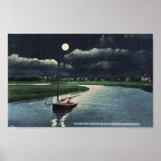 Poster duxbury ma. blue river par lune light