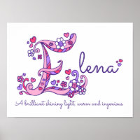 E monogramme art Elena filles nom