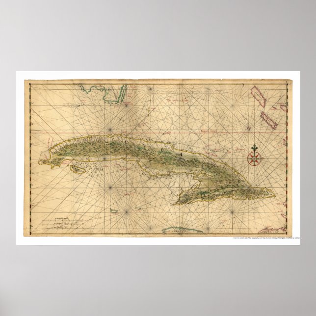 Poster Early Island Of Cuba Map 1639 (Devant)