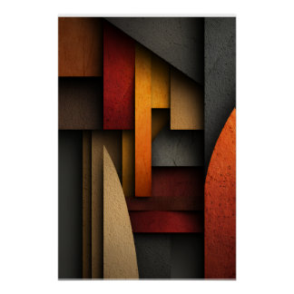 Poster Earth Tone Geometric Layers Abstract