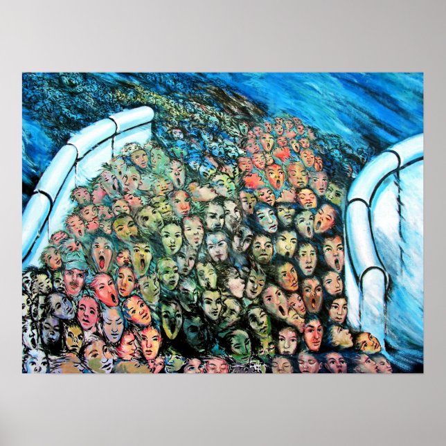 Poster East Side Gallery, Berlin Wall, Mass Escape (Devant)