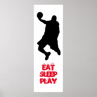 Poster Eat Sleep Jouer au basket-ball Joueur Silhouette P