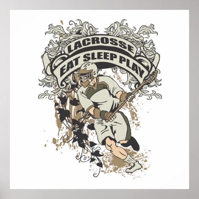 Poster Eat, Sleep, Play Lacrosse (Devant)