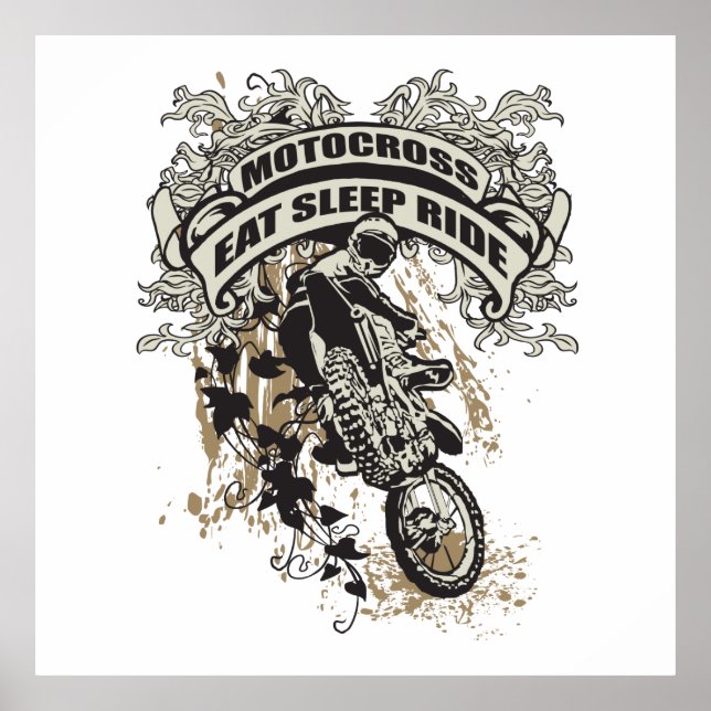 Poster Eat, Sleep, Ride Motocross (Devant)