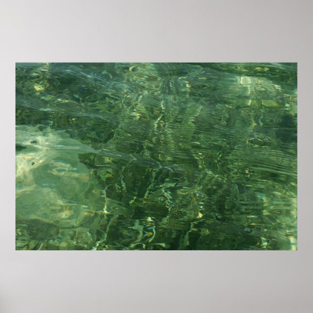 Poster Eau au-dessus de l'herbe marine II (bleu et vert)  (Devant)