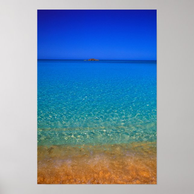 Poster Eau bleue, îles Exuma, Bahamas. (Devant)