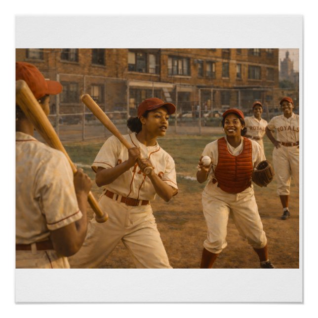 Poster Échauffement de match de softball (Devant)