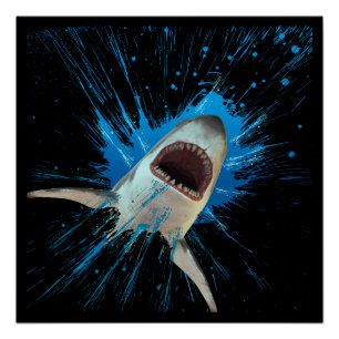 POSTER ÉCLABOUSSURE D'EAU DE REQUIN OCÉAN