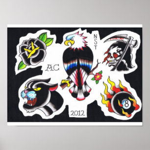 Poster éclair de tatouage de vieille école par Adam