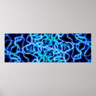 Poster Éclair électrique néon bleu Tesla Coil