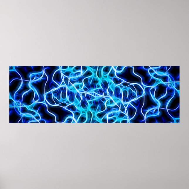 Poster Éclair électrique néon bleu Tesla Coil (Devant)