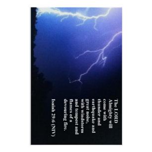 Poster Éclair perce le ciel nocturne avec citation