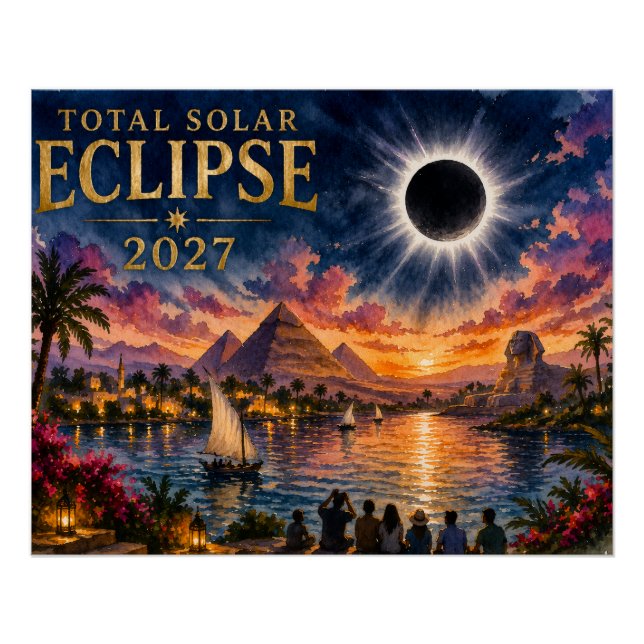 Poster Éclipse solaire totale de 2027 en Égypte (Devant)