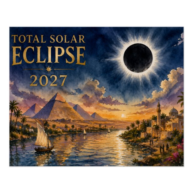 Poster Éclipse solaire totale de 2027 en Égypte (Devant)