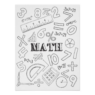 Poster École Math Enseignant Doodle Math Art Coloriage Éc