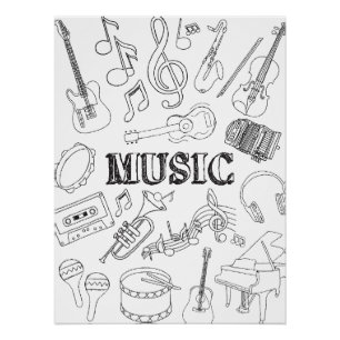 Poster École Musique Doodle Musique Art Coloriage Sch