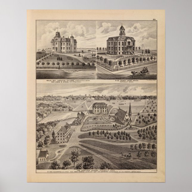 Poster École Shattuck, Faribault Willis Hall, Minnesota (Devant)