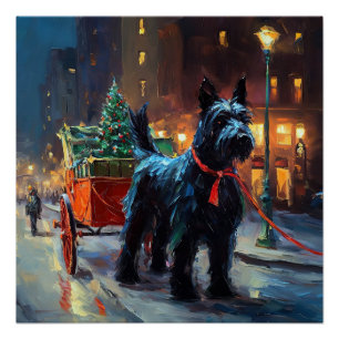 Poster Écossais Terrier Saison de fêtes de Noël