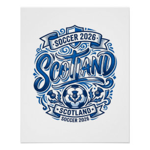 Poster Écosse Football 2026 Football Gras Pays Typographi
