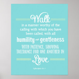 Poster Écriture biblique Éphésiens 4:1-2