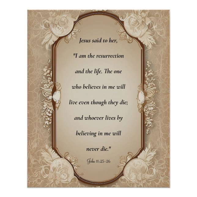 Poster Écriture de résurrection, Jean 11-25, 26 (Devant)
