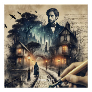 Poster Écrivain Imaginaire Paris Rues