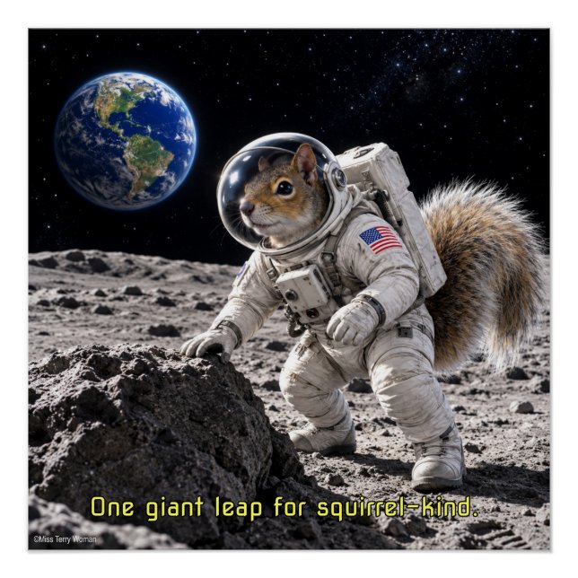 Poster Écureuil dans l'espace (Devant)