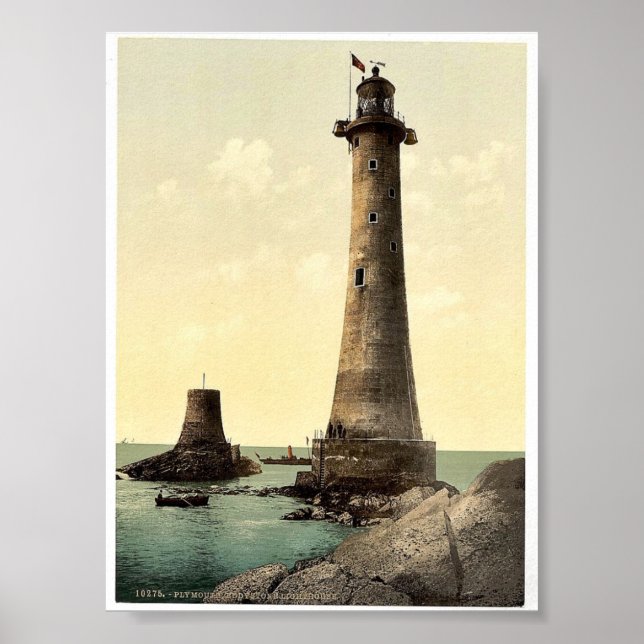 Poster Eddystone Lighthouse, Plymouth, Angleterre classiq (Devant)