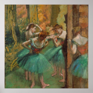 Poster Edgar Degas Dancers rose en vert impressionniste