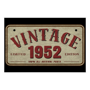 Poster Édition limitée vintage 1952 avec pièces d'origine
