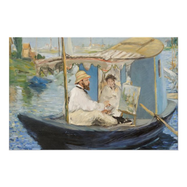 Poster Edouard Manet - Monet Peinture sur son Studio Boat (Devant)