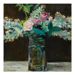 Poster Edouard Manet Vase de Lilacs blancs et Rose