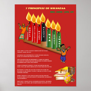 Poster éducatif KWANZAA 7 Principes, Symboles
