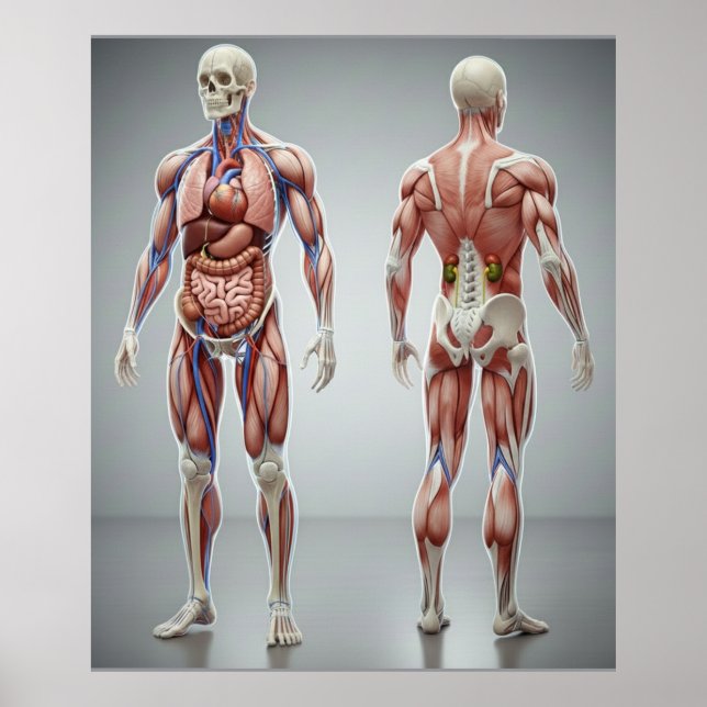 Poster éducatif sur l'anatomie du corps humain pou (Devant)