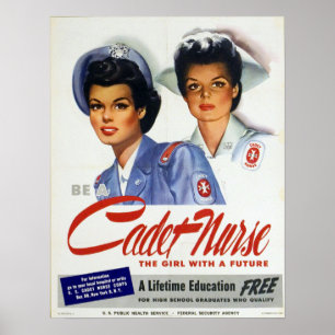 Poster Éducation vintage de corps d'infirmière de cadet