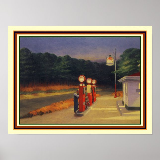 Poster Edward Hopper "Gas" 1940 12x16 (Devant)
