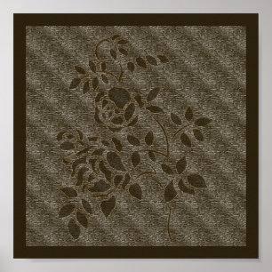 Poster Effet bossé Brown tencil Roses Floral
