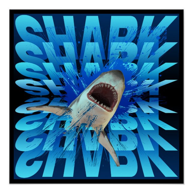 Poster effet de texte requin typographie  (Devant)