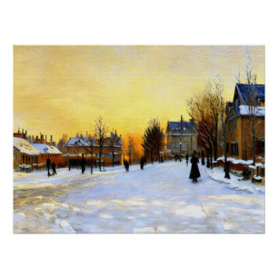 Poster Effet neige - La rue à Argenteuil en hiver