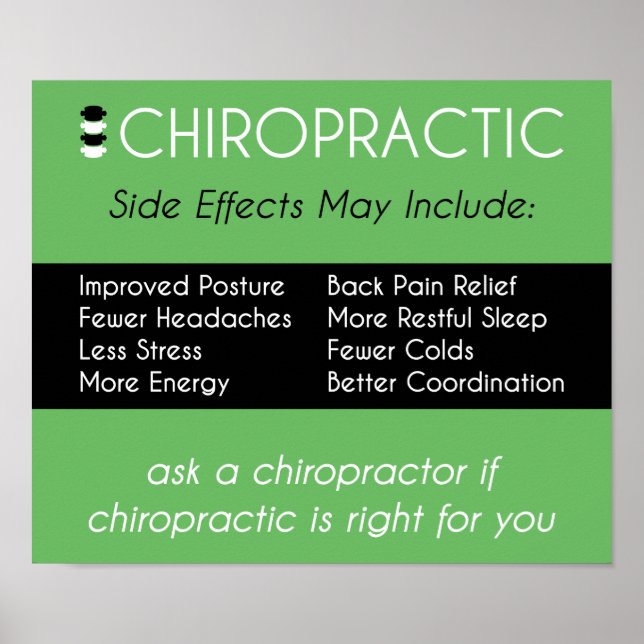Poster Effets secondaires de la chiropratique [Vert] Post (Devant)