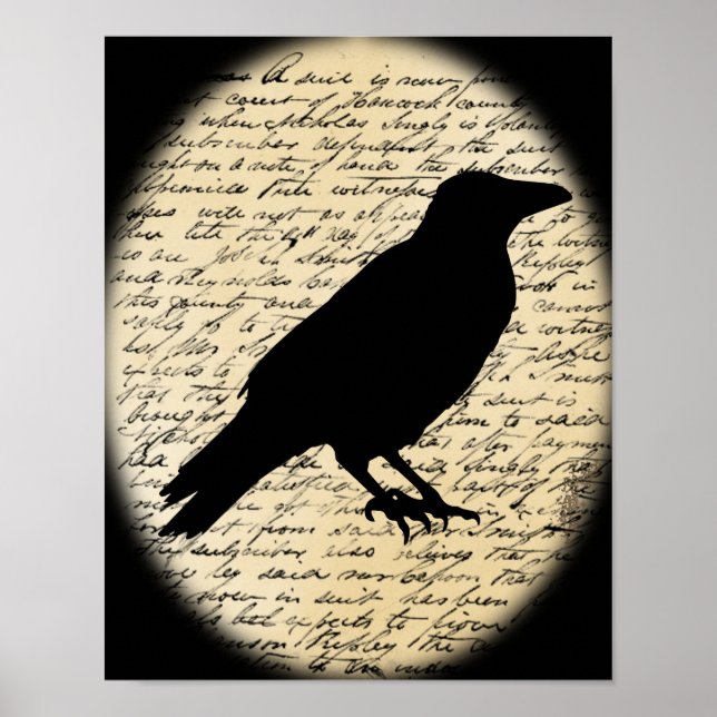 Poster éffrayant Crow sur texte vieilli (Devant)