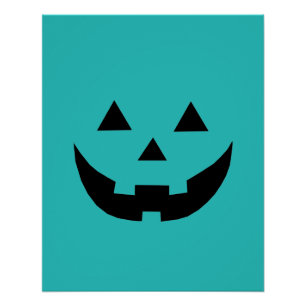 Poster Éffrayant turquoise Jack-o'-lantern citrouille Hal