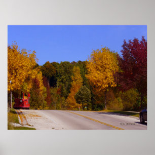 Poster Egg Harbour, WI automne saison avec chariot