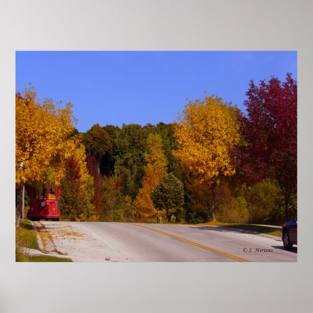 Poster Egg Harbour, WI automne saison avec chariot (Devant)