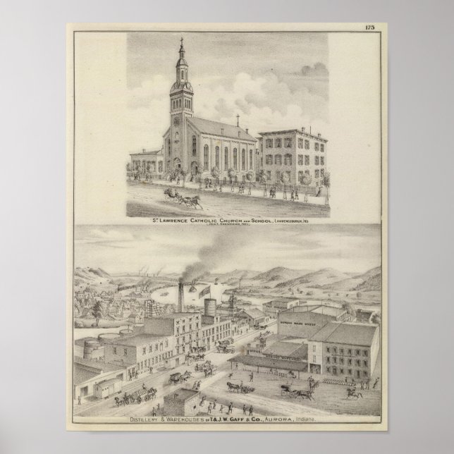 Poster Église catholique du Saint-Laurent et école (Devant)