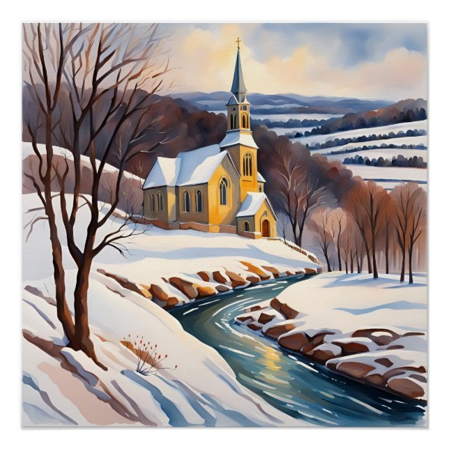 Poster Église d'hiver (Devant)