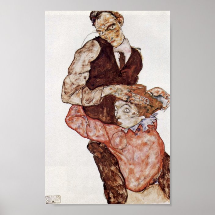 Poster Egon Schiele amants Zazzle.fr